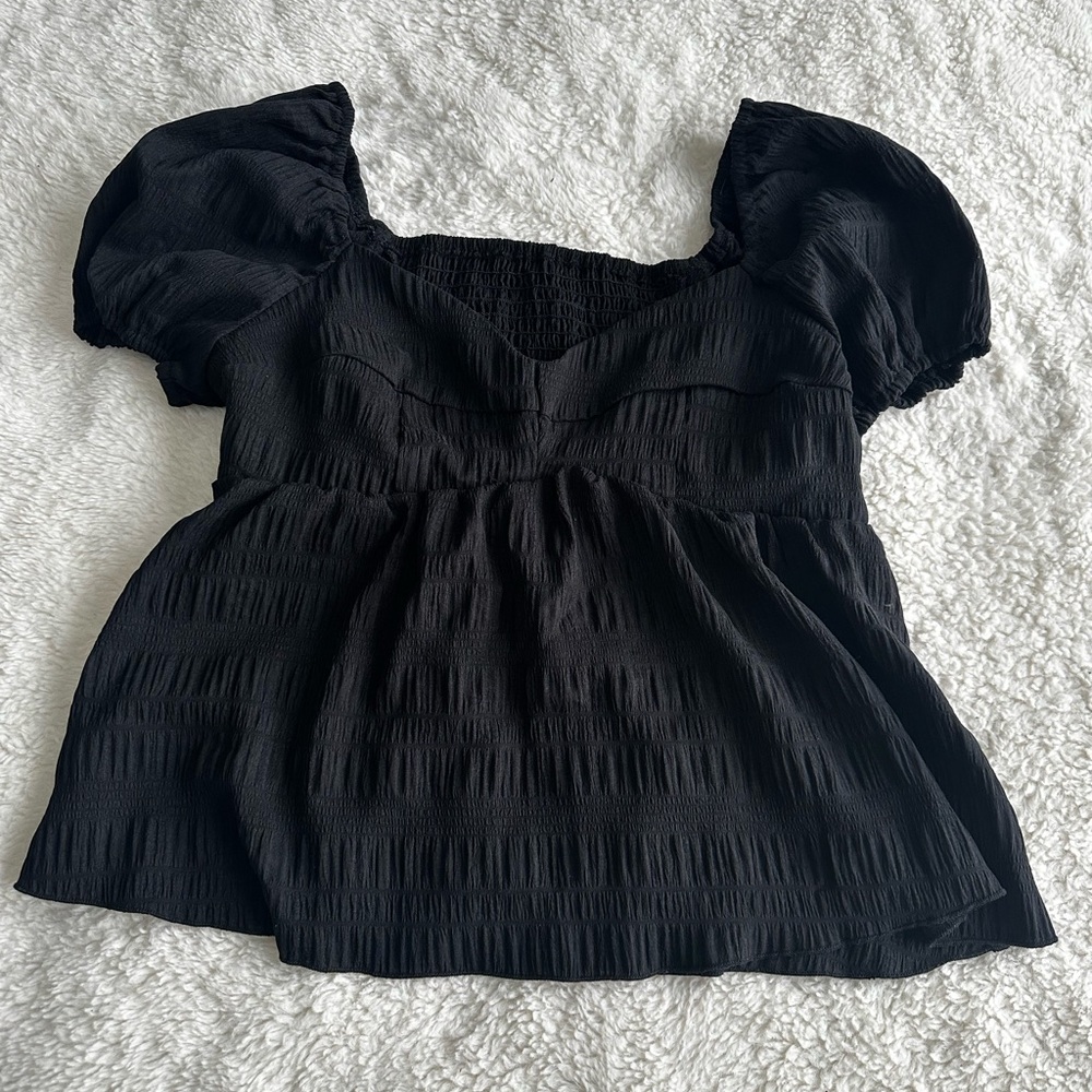 SHEIN Elegant Black Textured Blouse